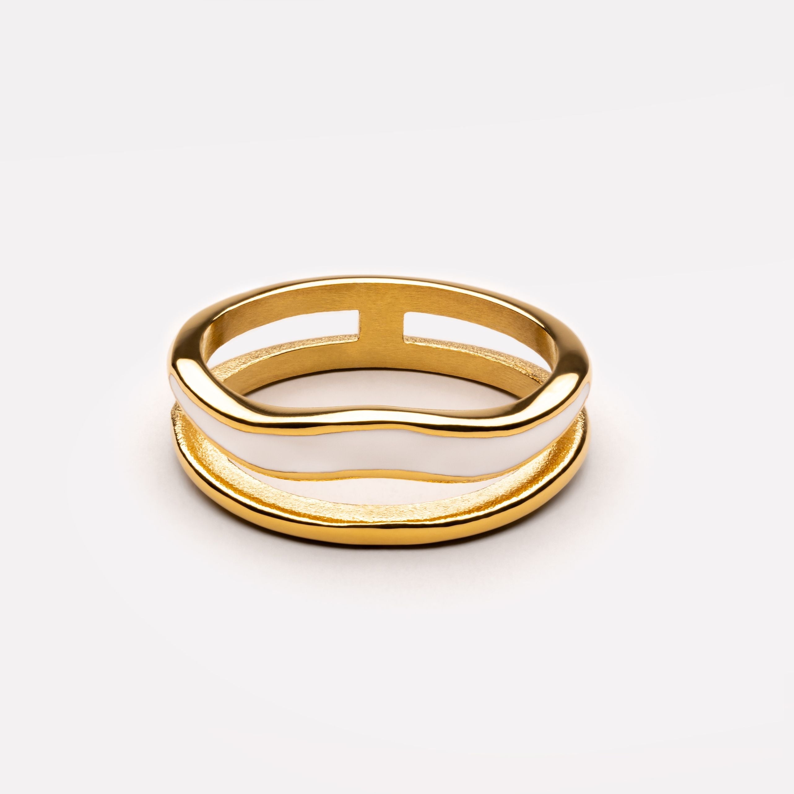 18K Gold Plated Sirocco Hammered Band Ring