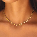 18K Gold Plated Geometric Bead Choker Necklace Waterproof