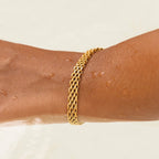 18K Gold Plated Woven Chain Bracelet Statement Bold