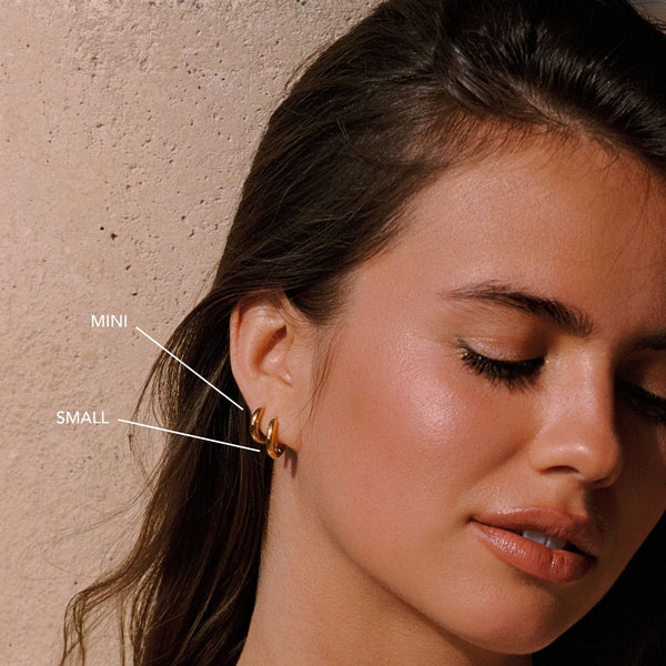 18K Gold Plated Thick Classic Hoop Earrings 4 Sizes