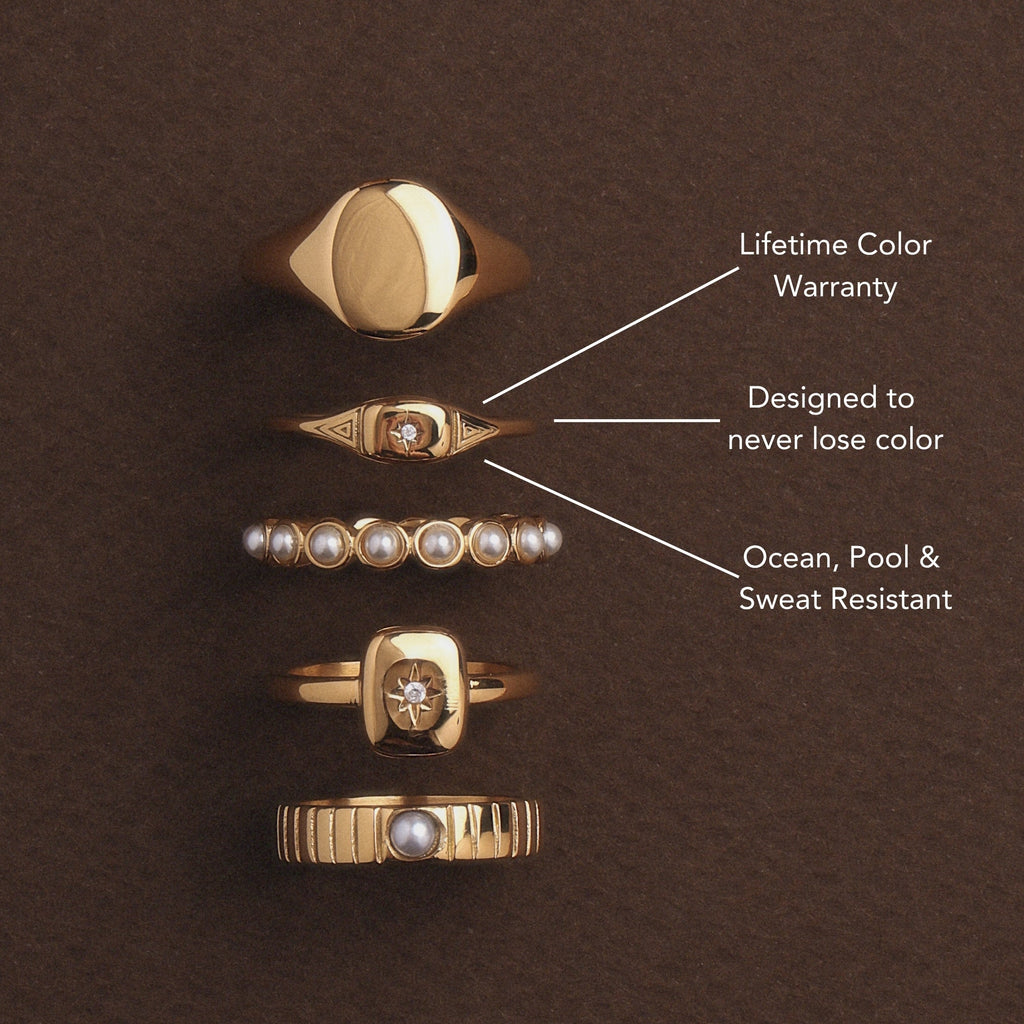 18K Gold Plated Starlight Heirloom Signet Ring