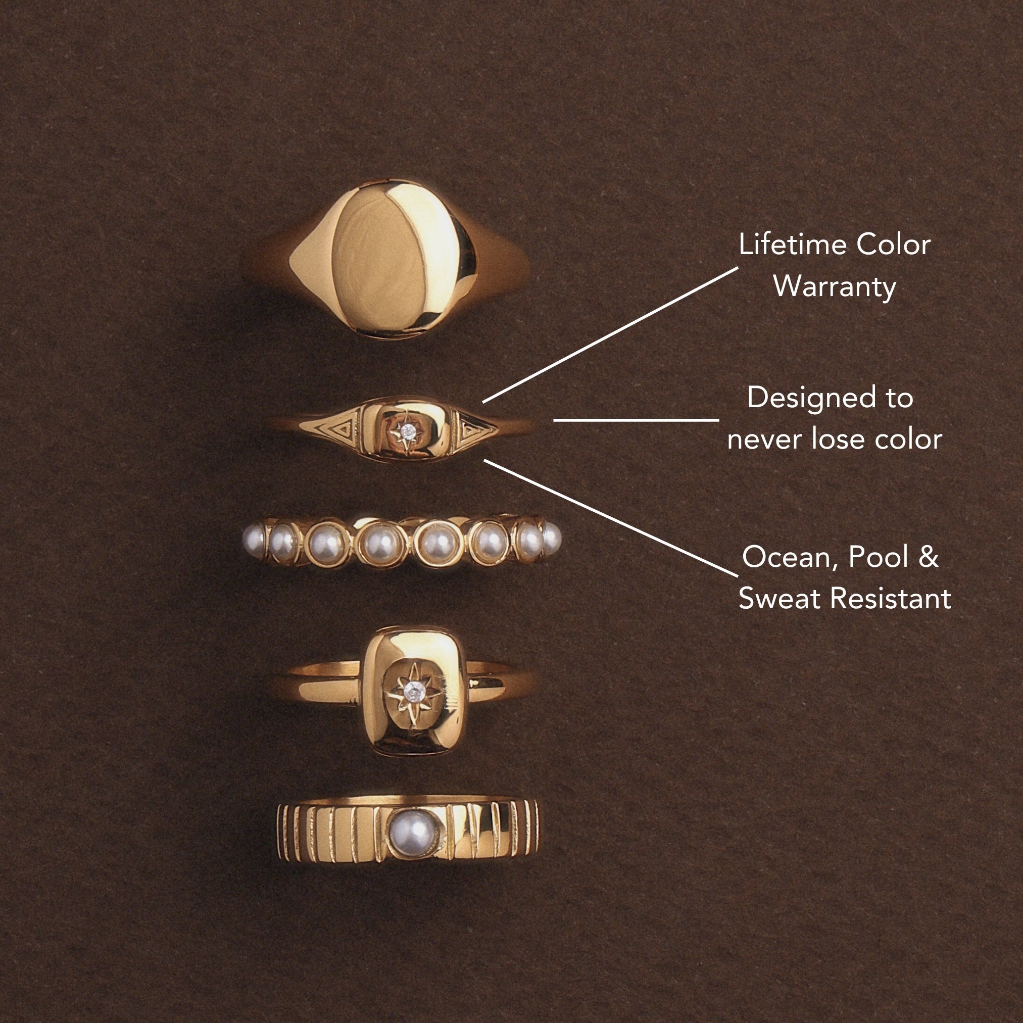 18K Gold Plated Starlight Heirloom Signet Ring