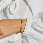 18K Gold Plated Hammered Cuff Bracelet Adjustable Bangle