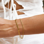 18K Gold Plated Herringbone & Rope Chain Layered Bracelet Set