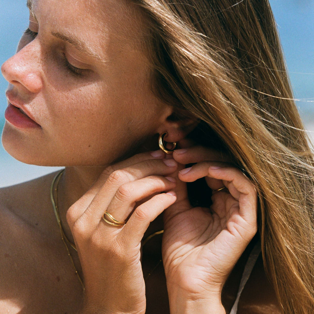 18K Gold Plated Breeze Double Band Ring Dainty