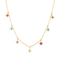 18K Gold Plated Colorful Floral Charm Choker Necklace