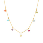 18K Gold Plated Colorful Floral Charm Choker Necklace