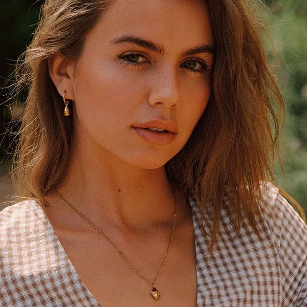 18K Gold Plated Sculptural Drop Hoop Earrings