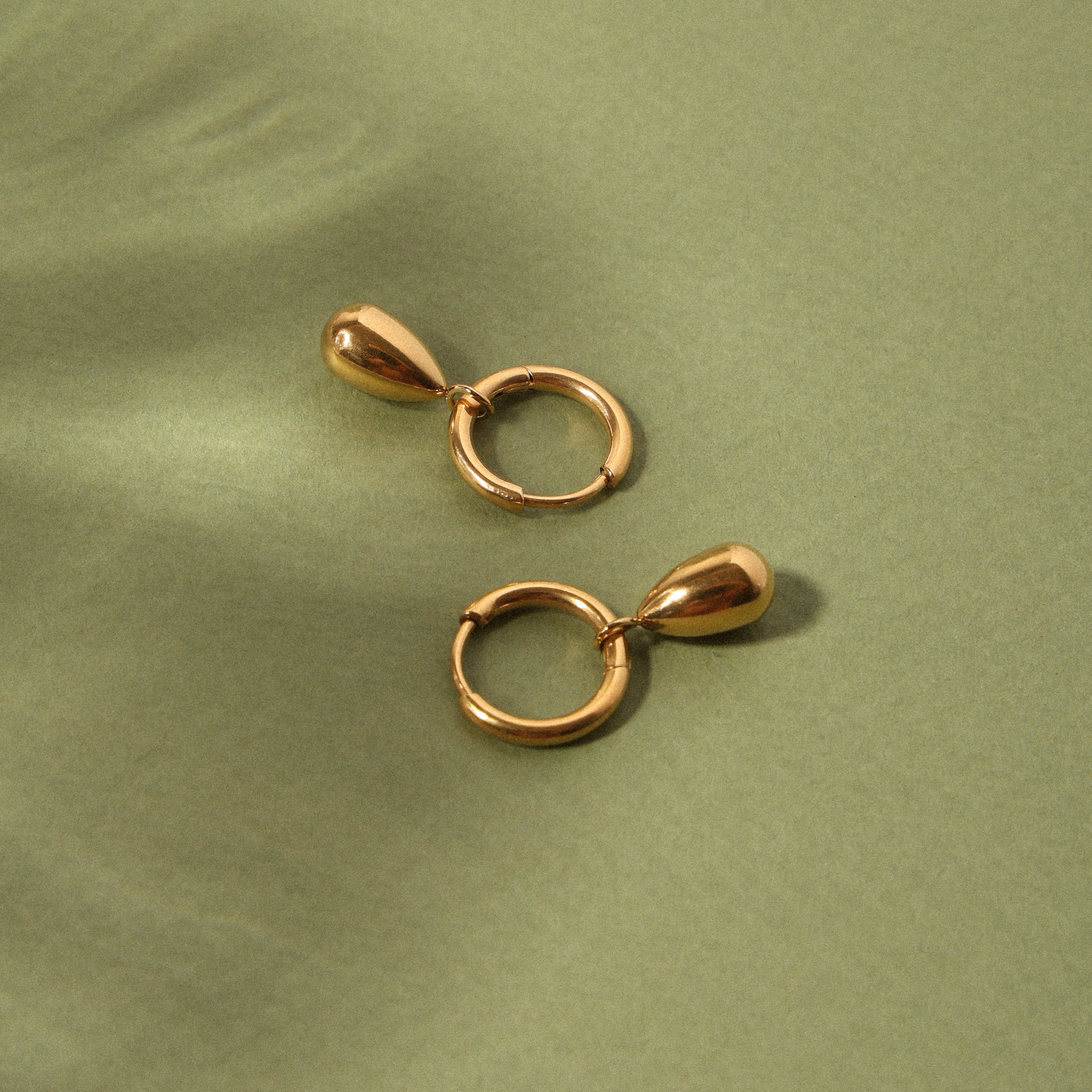 18K Gold Plated Sculptural Drop Hoop Earrings