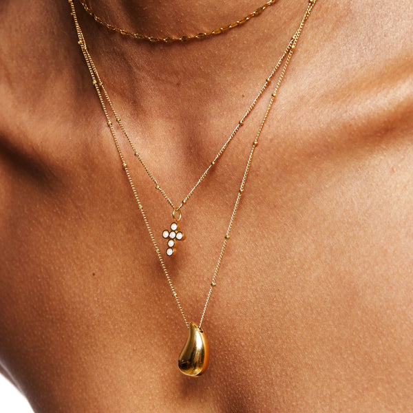 18K Gold Plated Teardrop Pendant Necklace Waterproof Stainless Steel | Lara Verne