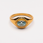 18K Gold Plated Blue Stone Ring by Lara Verne