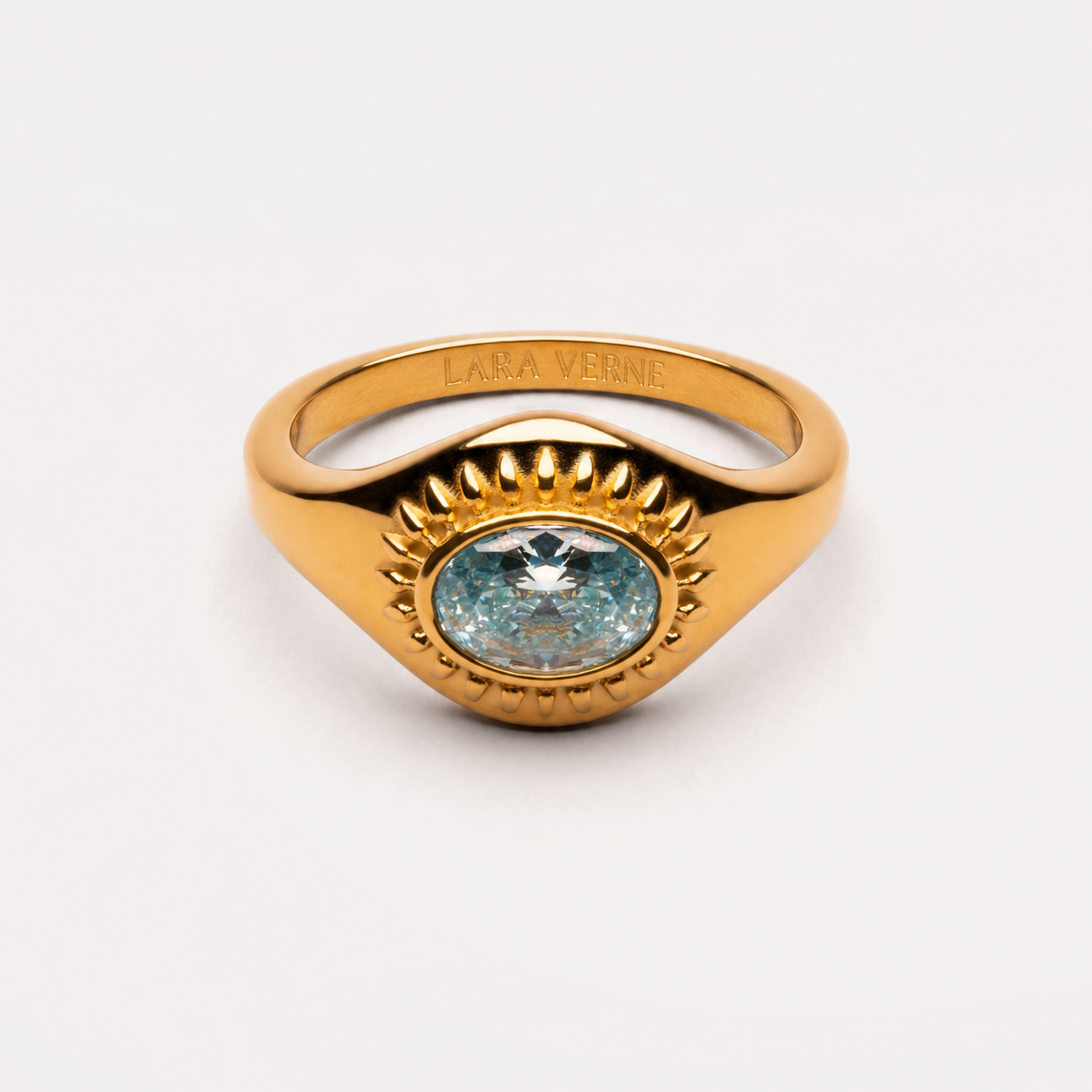 18K Gold Plated Blue Stone Ring by Lara Verne