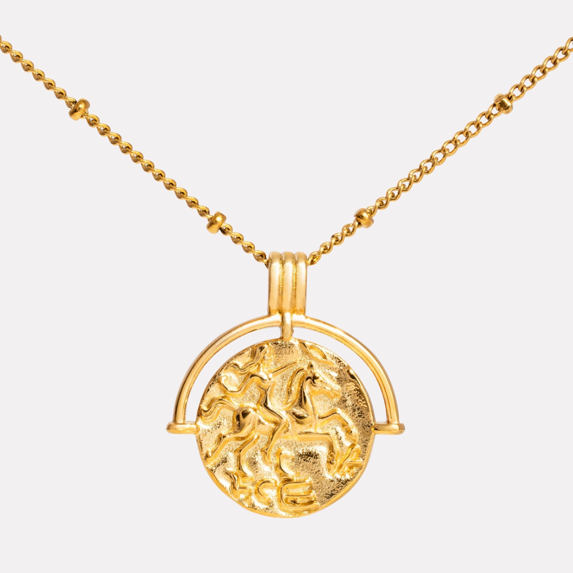 18K Gold Plated Goddess Coin Pendant Necklace