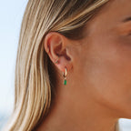 18K Gold Plated Green Zircon Hoop Earrings Ocean