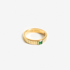18K Gold Plated Chunky Emerald Green Zircon Ring