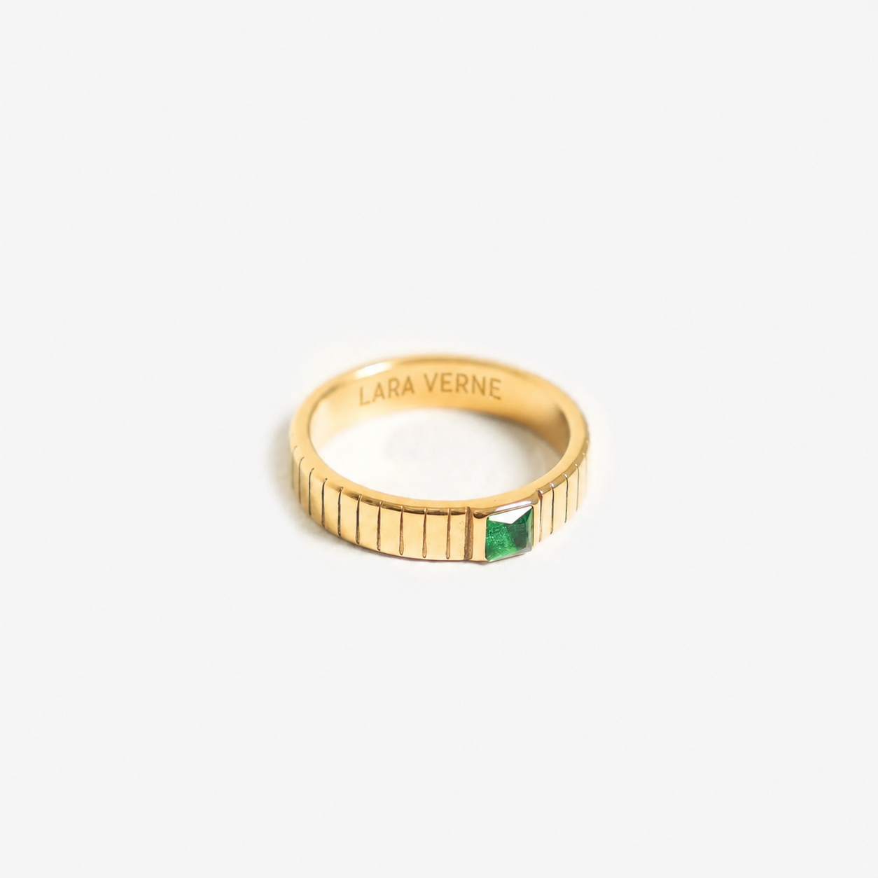18K Gold Plated Chunky Emerald Green Zircon Ring