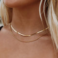 18K Gold Plated Herringbone & Rope Chain Layered Necklace Set