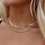 18K Gold Plated Herringbone & Rope Chain Layered Necklace Set