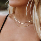 18K Gold Plated Herringbone & Rope Chain Layered Necklace Set