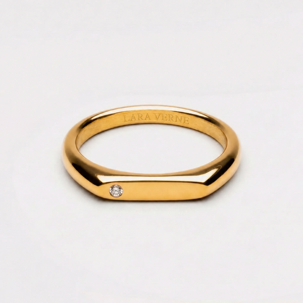 18K Gold Plated Lumi White Zircon Signet Ring