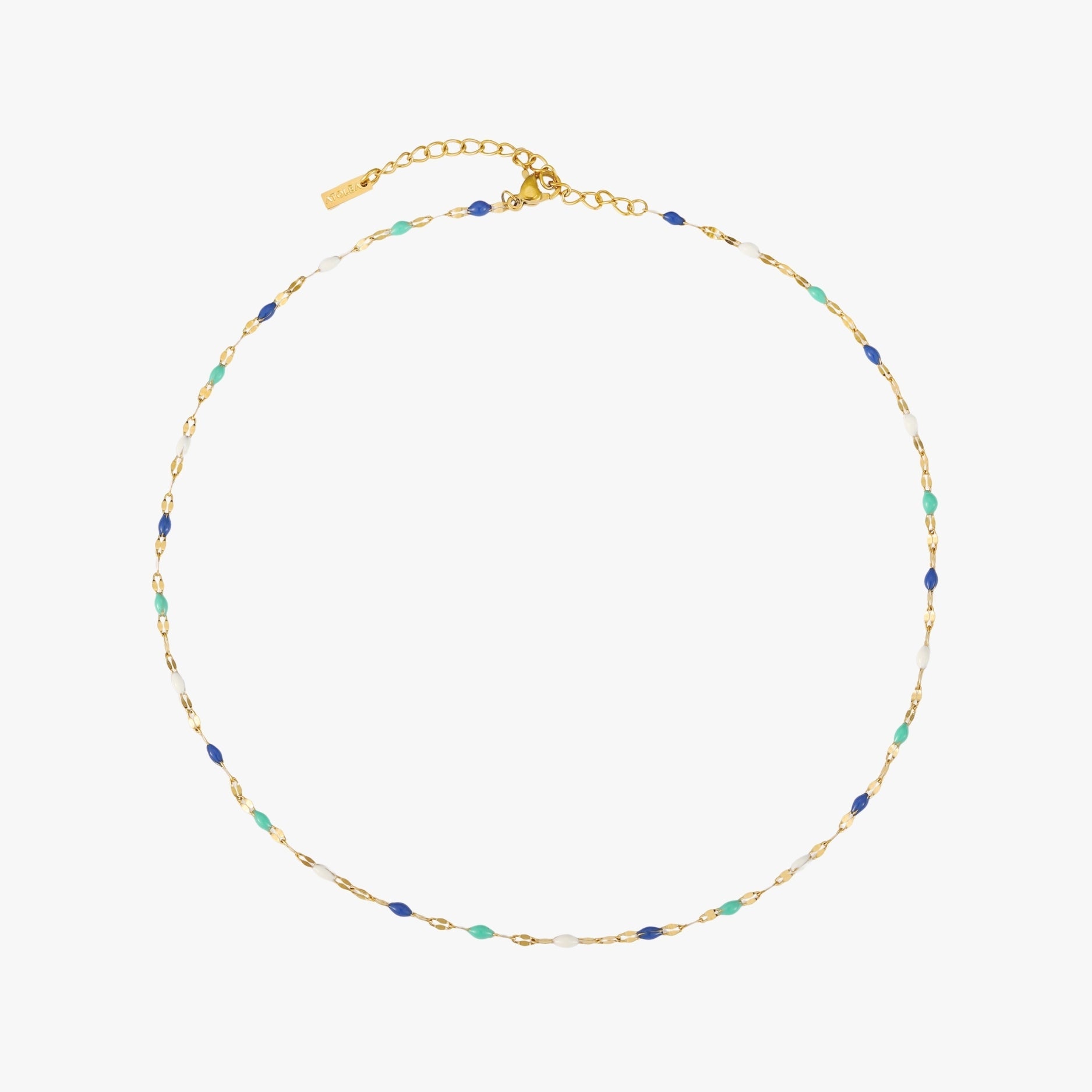 18K Gold Plated Blue Enamel Mykonos Choker Necklace