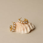 18K Gold Plated Mini Mother of Pearl Huggie Earrings
