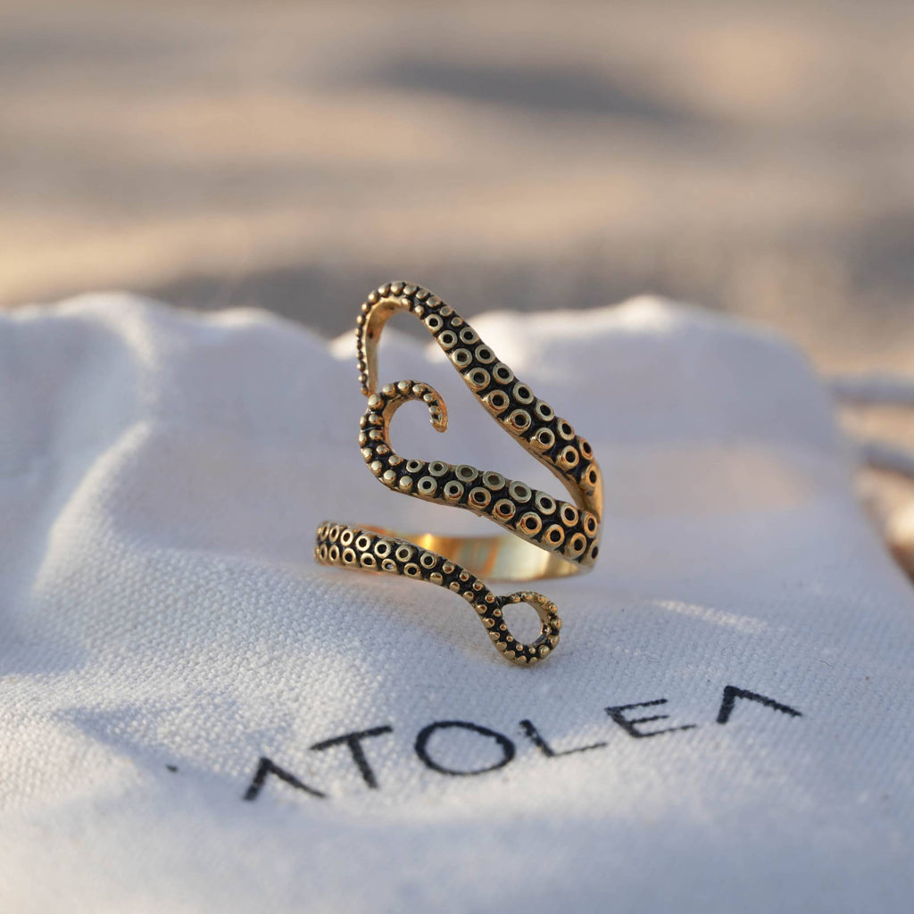 18K Gold Plated Octopus Tentacle Adjustable Ring