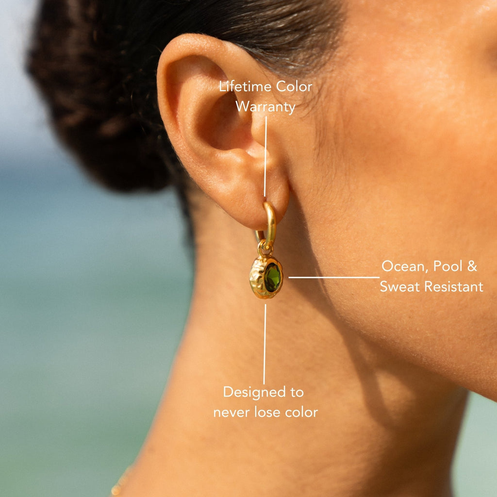 18K Gold Plated Olive Branch Drop Earrings