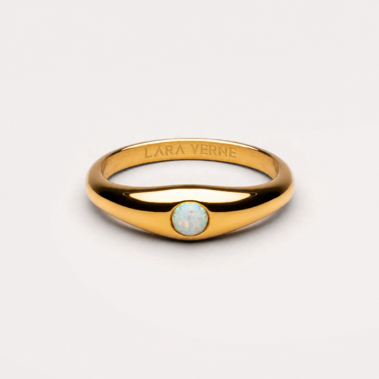 18K Gold Plated Opal Stone Band Ring Gold Silver