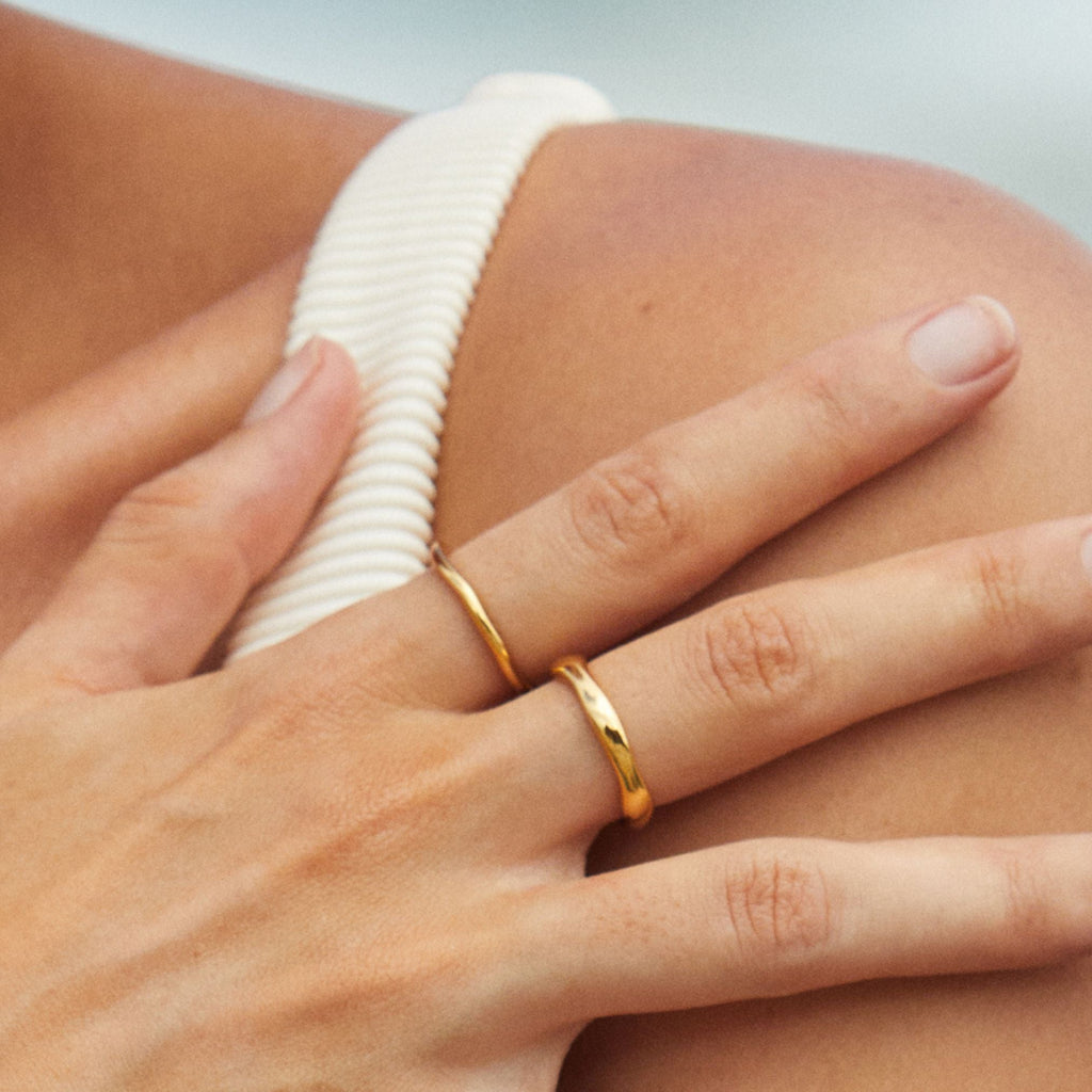 18K Gold Plated Gemini Stackable Ring Set of 2