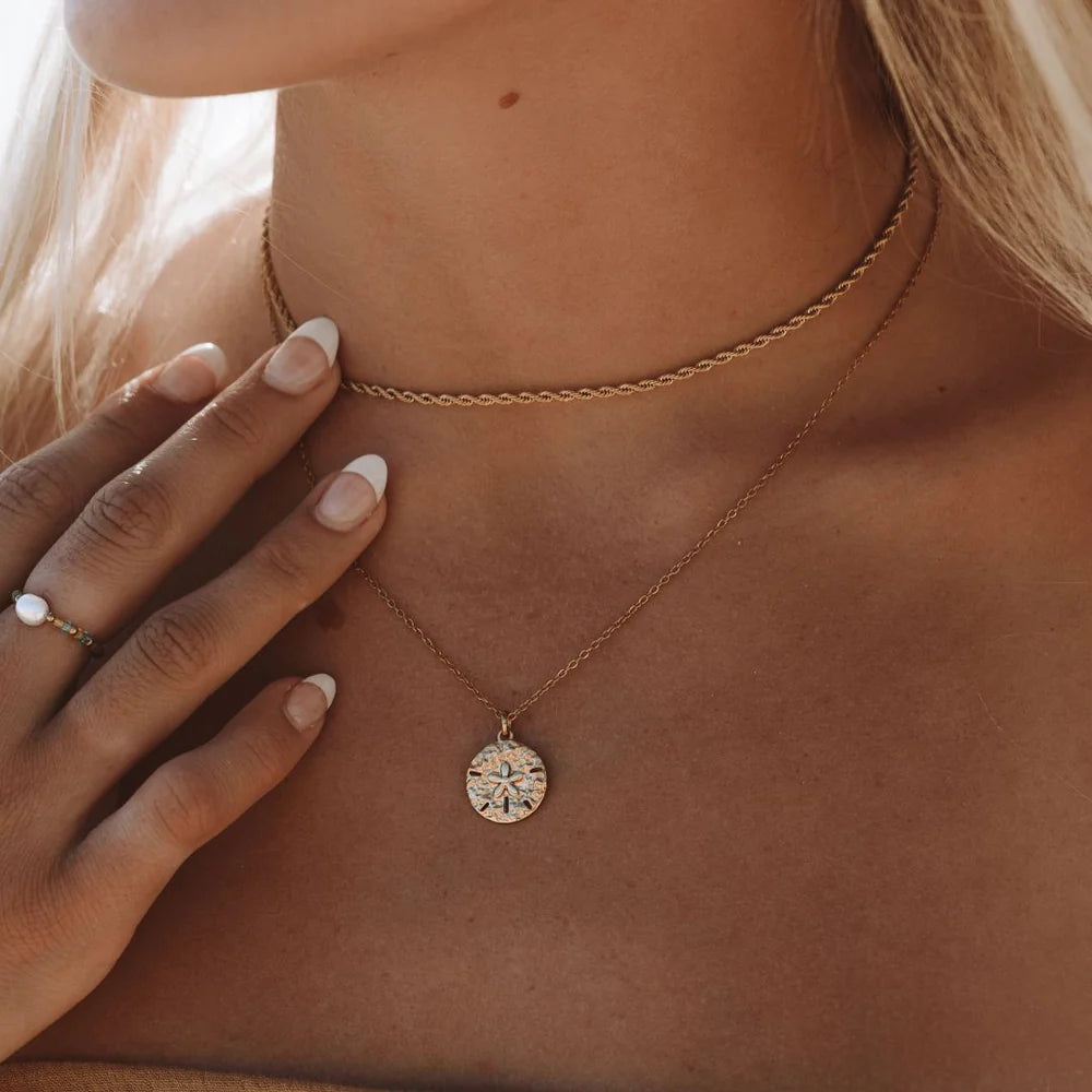 18K Gold Plated Dainty Rope Chain Necklace Waterproof Stainless Steel