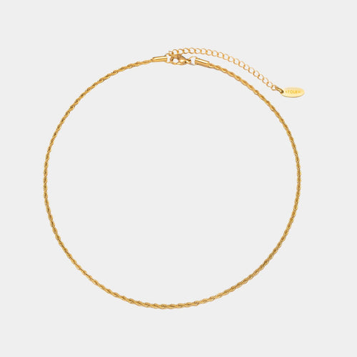 18K Gold Plated Dainty Rope Chain Necklace Waterproof Stainless Steel