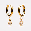 18K Gold Plated Rosé Stone Oval Drop Hoop Earrings