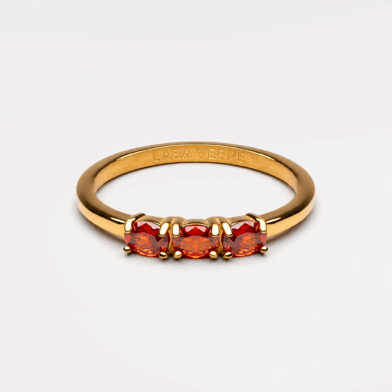 18K Gold Plated Raspberry Garnet Red Zircon Ring