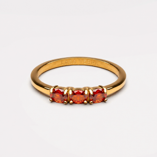 18K Gold Plated Raspberry Garnet Red Zircon Ring