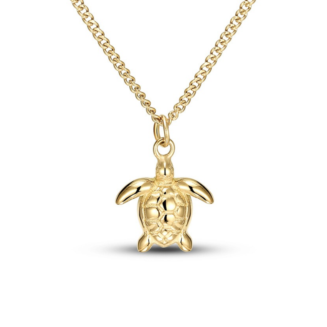 18K Gold Plated Sea Turtle Pendant Necklace Waterproof