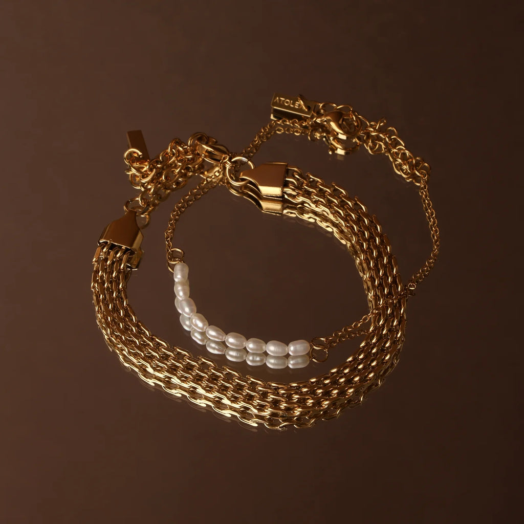 18K Gold Plated Woven Chain Bracelet Statement Bold