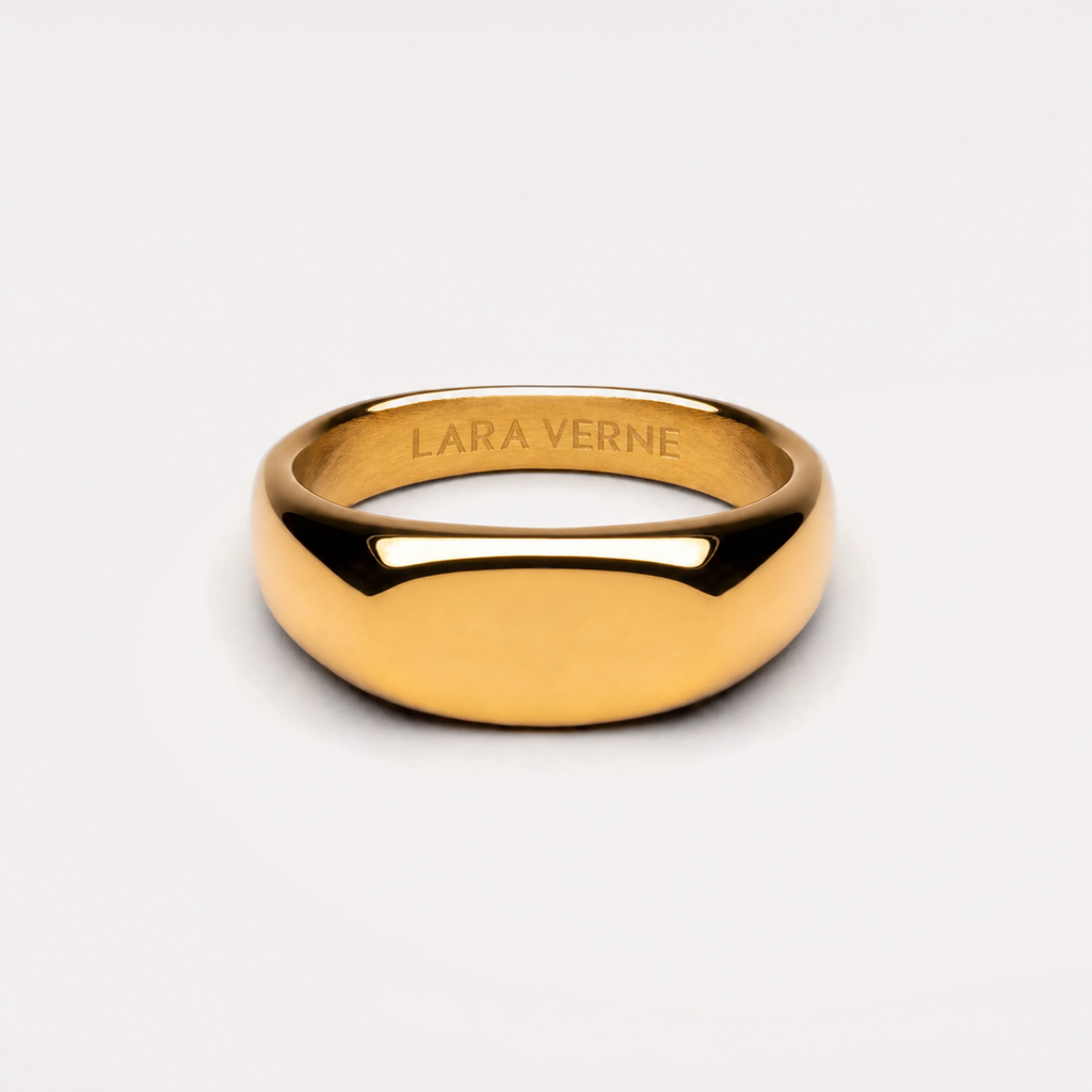 18K Gold Plated Everyday Signet Ring Waterproof