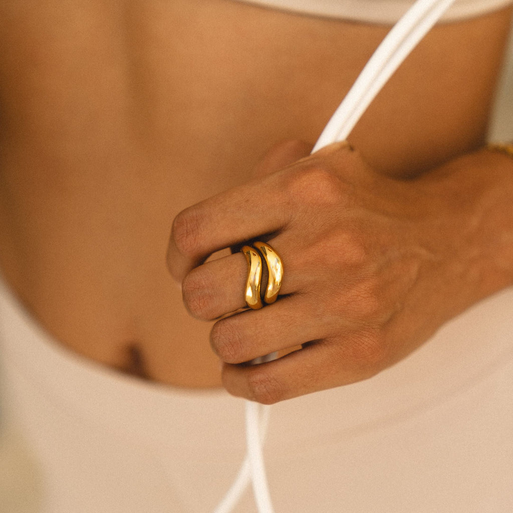 18K Gold Plated Double Trouble Stacking Ring Set of 2