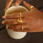 18K Gold Plated Starlight Moonstone Band Ring