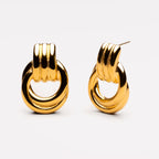 18K Gold Plated Sculptural Chunky Architectural Hoops