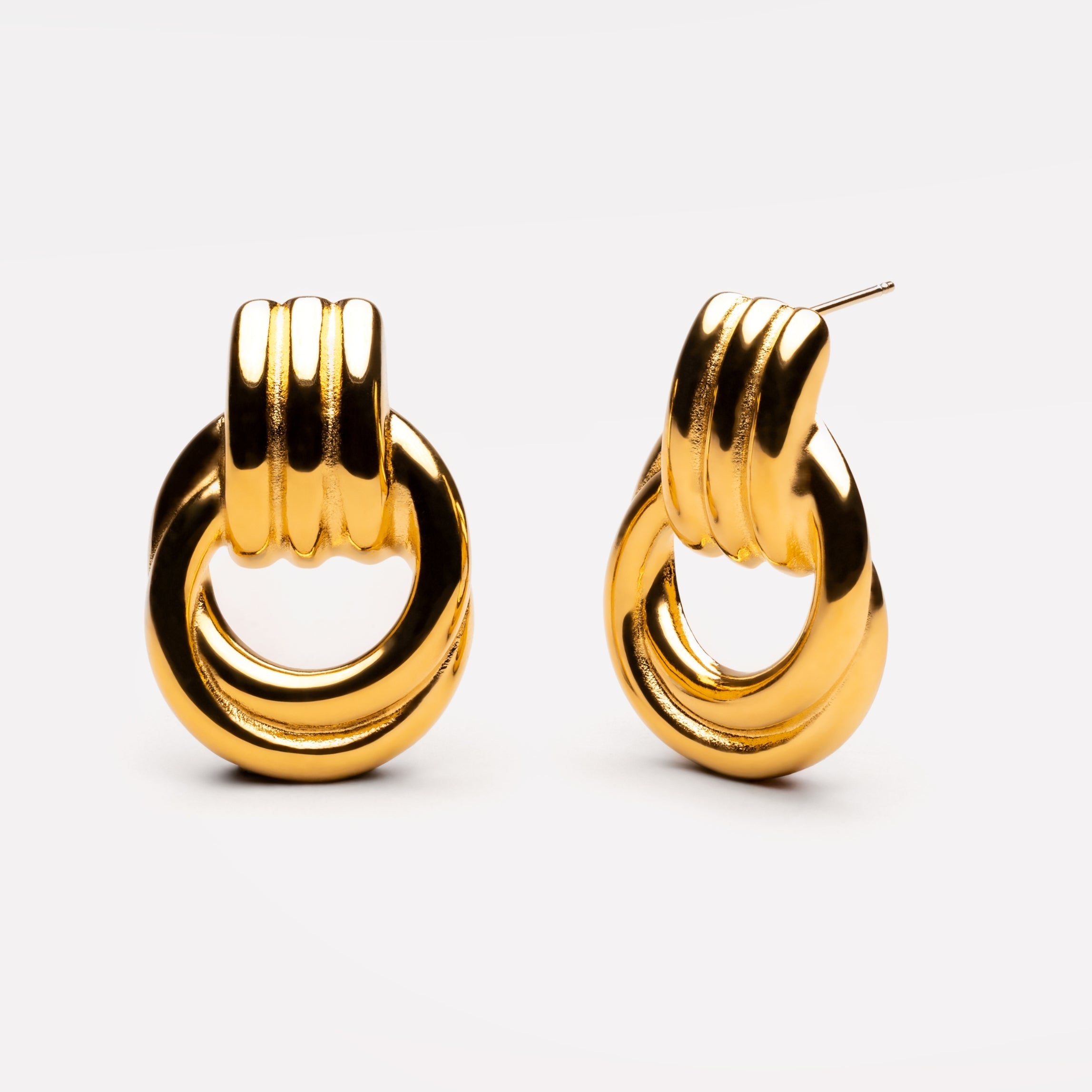18K Gold Plated Sculptural Chunky Architectural Hoops