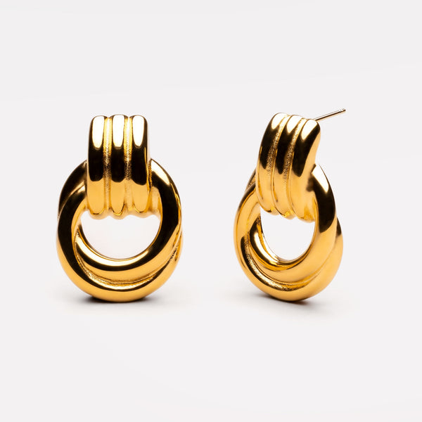 18K Gold Plated Sculptural Chunky Architectural Hoops