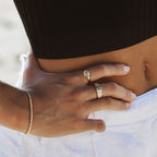 18K Gold Plated Sun Signet Ring Waterproof