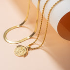 Herringbone Choker & Gold Sun Necklace Bundle Set