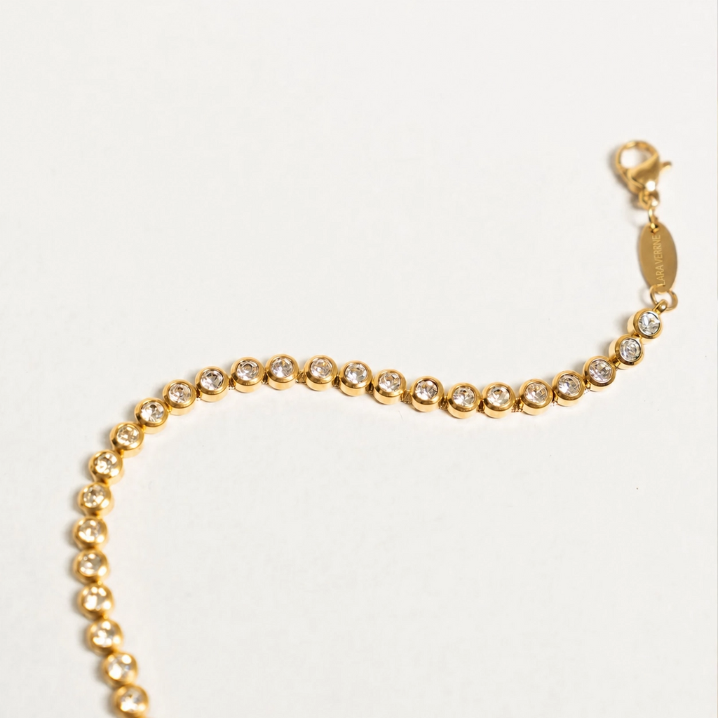 18K Gold Plated Zirconia Tennis Bracelet Waterproof