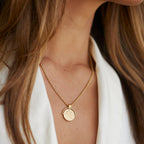 18K Gold Plated Sun Coin Pendant Rope Chain Necklace