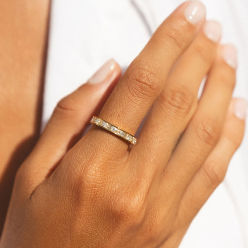 18K Gold Plated Elysia Baguette Zircon Eternity Ring