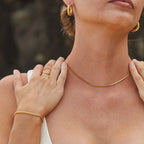 18K Gold Plated Dainty Herringbone Chain Choker Necklace Waterproof