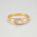 18K Gold Plated Moonstone Cabochon Band Ring